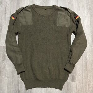 Vintage German Bundeswehr Commando Sweater Olive Wool Military Pullover Size 48